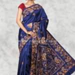 Hand Ari work on Art Silk Saree of ethnic design