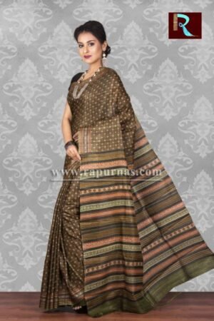 Printed Ghicha Silk Saree with an ethnic touch