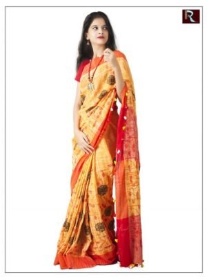 Pure Linen Cotton Saree with Stitchwork