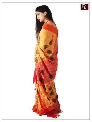 Pure Linen Cotton Saree with Stitchwork1