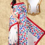 Stylish Kachhi Kathiawari work on BD Cotton Saree