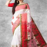 Applique work on pure Cotton Saree of multicolor