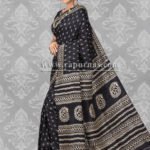Black color printed Pure Silk Saree