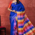 Deep Blue Bishnupuri 3D Katan Silk Saree