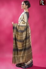 Ethnic Tussar Silk Saree with Swastik print all over1