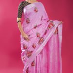 Latest Design Linen Work Saree