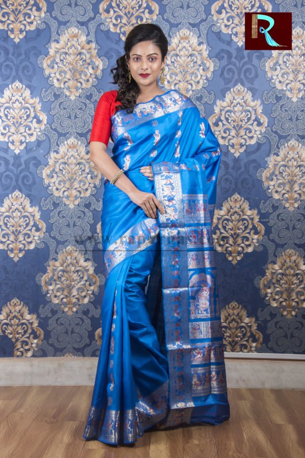 Light Blue Baluchari Silk Saree1