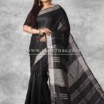 Linen Saree with Silver zari border