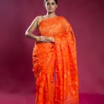 Orange Soft Dhakai Jamdani Saree