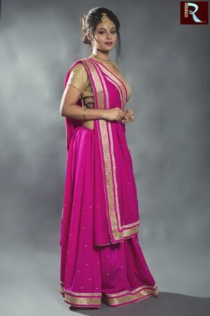 Pink Designer Saree with Zari border