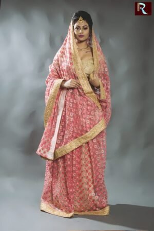 Pink color Designer Net Saree