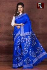 Sky Blue Printed Pure Silk Saree