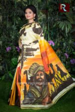 Hand painted Katan Silk Saree