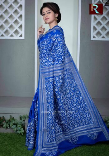 Kantha Stitch Work on Pure Bangalore Silk Saree