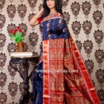 Baluchari Silk Saree of deep blue and orangish red shade