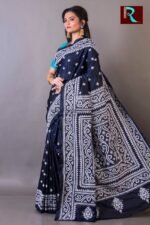 Gujrati Stitch work Saree on Pure Bangalore Silk of rare shade - Image 2