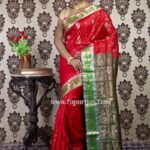 Exclusive Baluchari Silk Saree of deep red and green combo