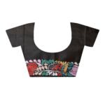 Black and Multi Kantha Stitch Work on Pure Bangalore Silk Saree - Image 3