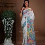 Kantha Stitch Work on Art Silk Saree