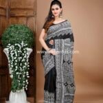 Bangalore Silk Kantha Stitch Saree