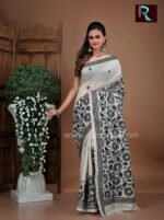 Kantha Stitch Work on Pure Tussar Silk Saree