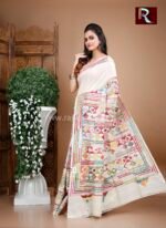 Kantha Stitch Work on Pure Tussar Silk Sare - Image 3