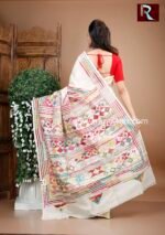 Kantha Stitch Work on Pure Tussar Silk Sare - Image 4