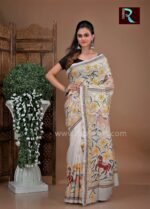 Kantha Stitch Work on Pure Tussar Silk Saree