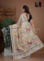 Kantha Stitch Work on Pure Tussar Silk Saree - Image 3