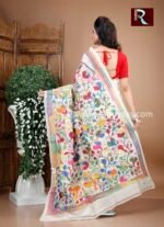 Tussar Silk Kantha Stitch Saree - Image 3