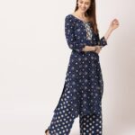 Printed Indigo Pure cotton Kurti Palazzo