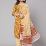 Pure Cotton printed Kurti set with Urna