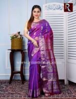 Swarnachari Silk Saree of violet shade