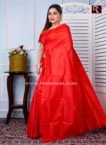 Bishnupuri Katan Silk Saree of red color - Image 2