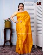 Bishnupuri Katan Silk Saree of turmeric yellow color