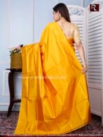 Bishnupuri Katan Silk Saree of turmeric yellow color - Image 3