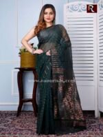 Dhakai Jamdani Saree of greenish shade