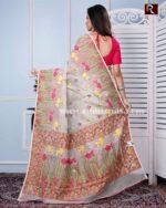 Dhakai Jamdani Saree of ethnic shade - Image 3