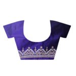 Gujrati Stitch work Saree on Pure Bangalore Silk of navy blue shade - Image 4