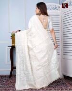 Kantha Stitch Work on Pure Tussar Silk Saree - Image 3