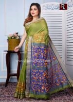 Kantha Stitch Work on Handloom Silk Saree - Image 2