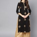 Pure Cotton black printed Kurti palazzo set