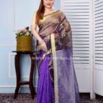 Muslin Dhakai Jamdani Saree of light violet color
