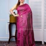 Bishnupuri Katan Silk Saree of deep magenta color