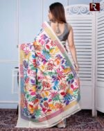 Kantha Stitch Work on Pure Tussar Silk Saree - Image 3
