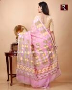 Dhakai Jamdani Saree of light pink shade - Image 3