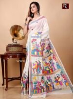 Kantha Stitch Work on Pure Tussar Silk Saree - Image 2