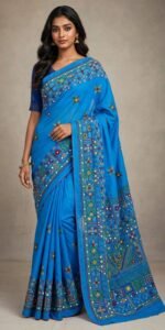 Lambani Embroidery on Blended Silk Saree - Image 2