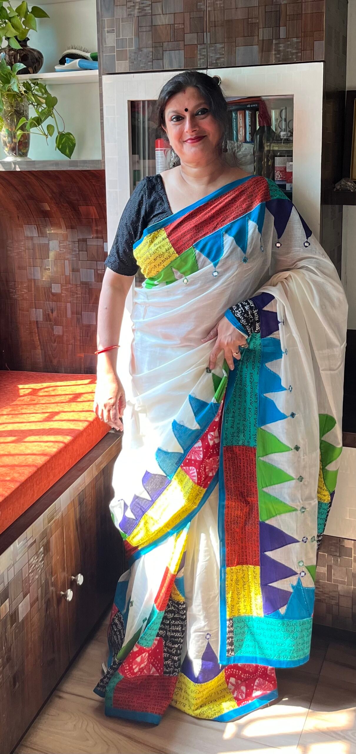 Applique work on Kerala cotton Saree