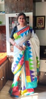 Applique work on Kerala cotton Saree - Image 2